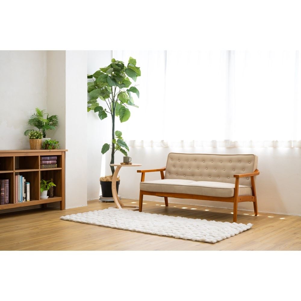 LIFELEX　もこもこラビットファータッチラグ　８０×１８５ｃｍ　グレージュ 80×185cm