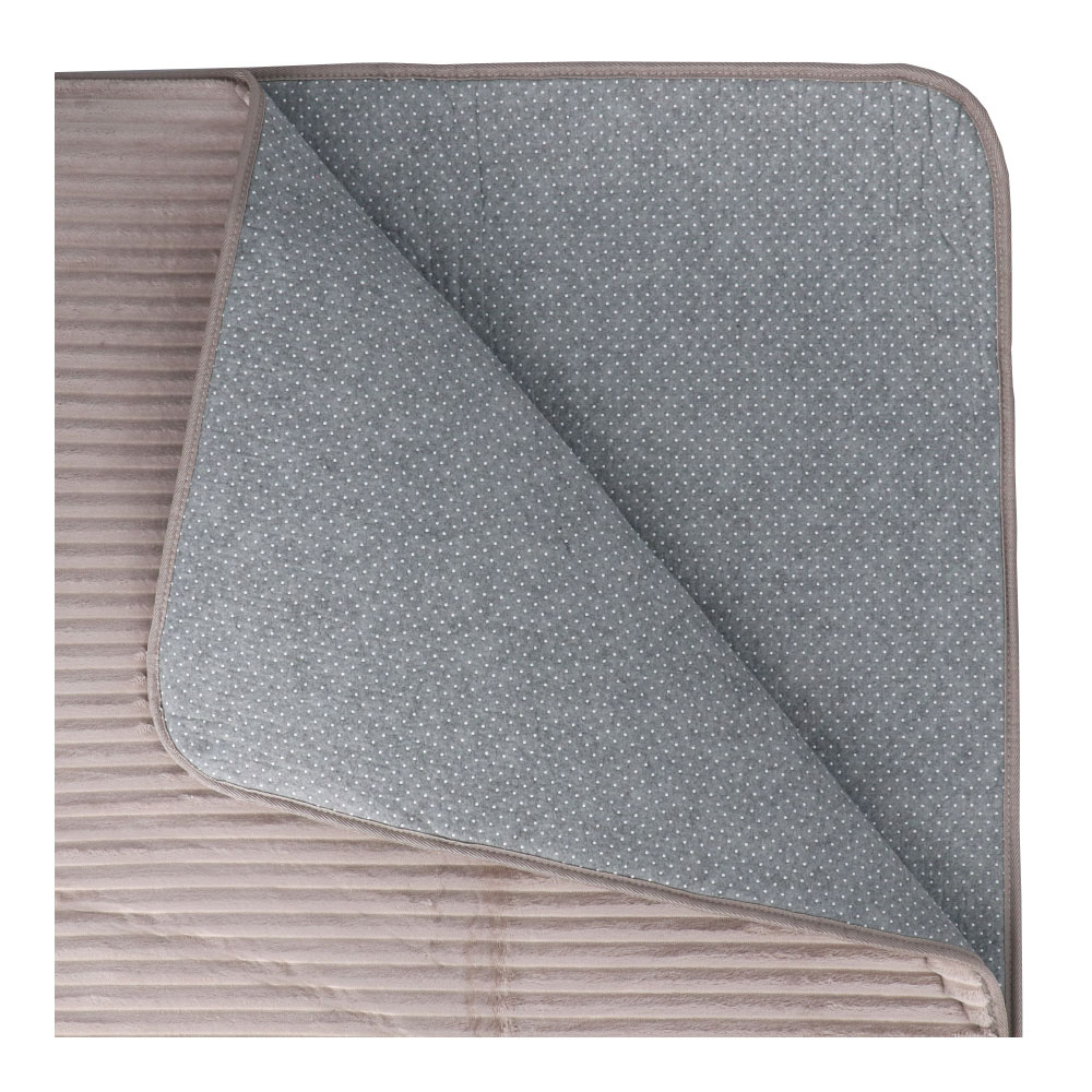 LIFELEX 吸湿発熱ボリュームラグ ストライプ 2.2帖 185×185 グレージュ 185×185