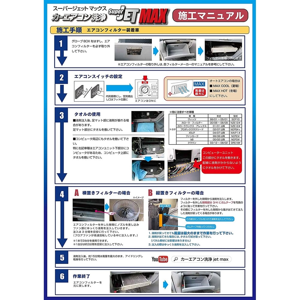 ZAC　JAPAN　カーエアコン洗浄剤　スーパーＪＥＴ　MAX　200ml　エアゾールムースタイプ　（普通車２回分）