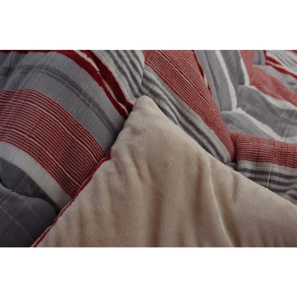 イケヒコ・コーポレーション(IKEHIKO)　こたつ布団 正方形 カジュアル ストライプ柄 レッド 約190×190cm　「ニードル 薄掛」 レッド