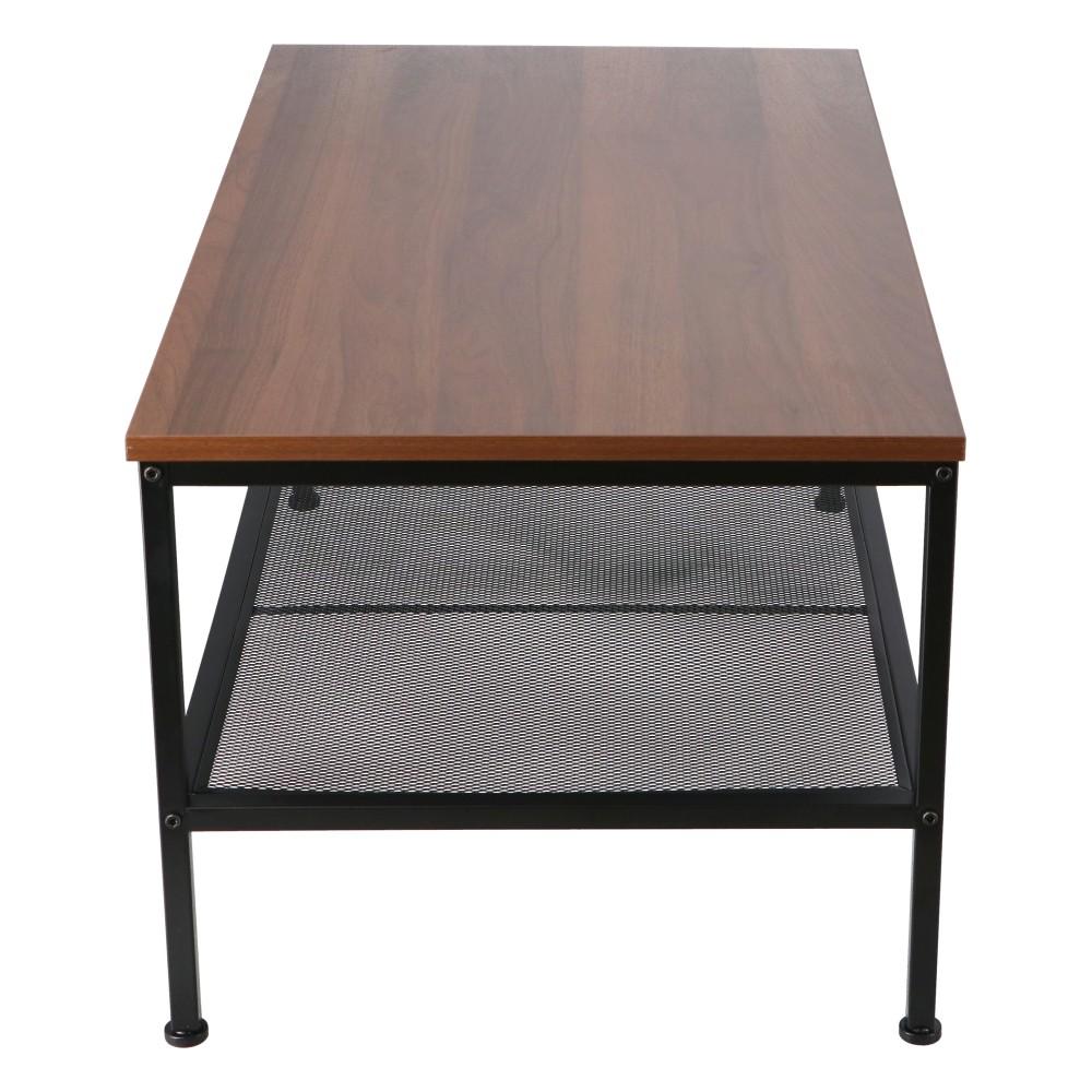 LIFELEX テーブル アイアンテーブル ブラック ロータイプ 木目調 高さ37 コーヒーテーブル センターテーブル 収納付き ブラック 新（幅80×奥行45×高さ37）