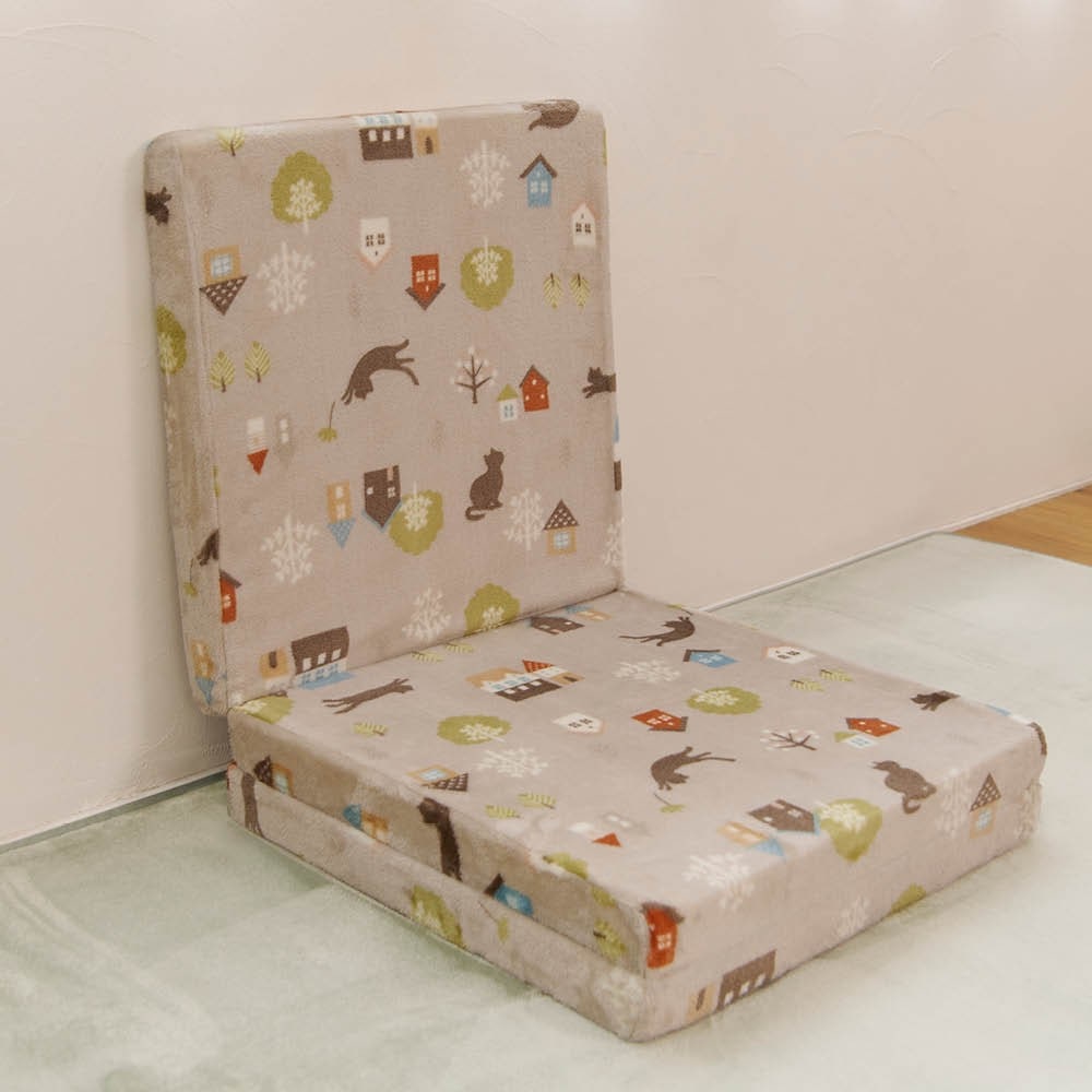 LIFELEX　３ＷＡＹごろ寝クッション　ネコ　５０×１５０×５　グレージュ