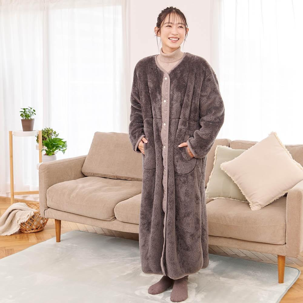 LIFELEX　もこもこシープボア着る毛布　ＫＥＭＯＮＯ　Ｍ　チャコールグレー Ｍ