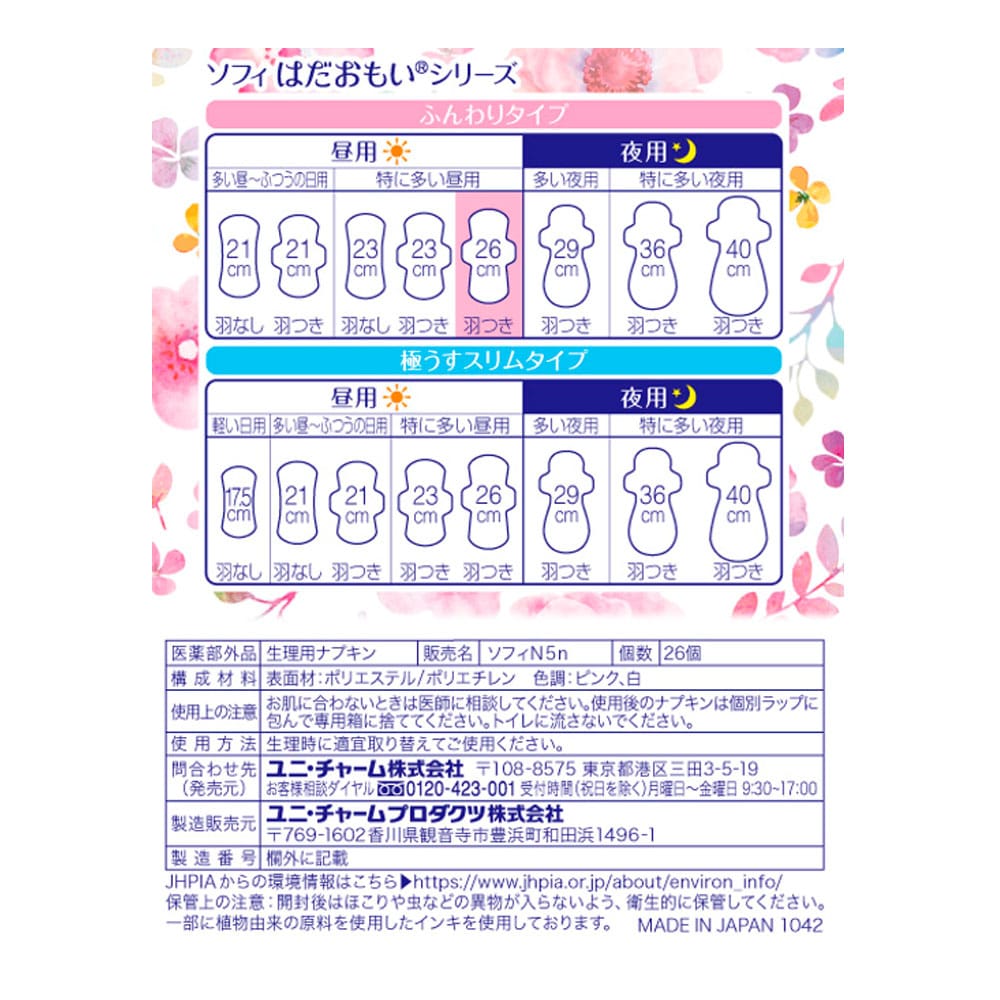 ユニ・チャーム　ソフィはだおもい　特に多い昼用２６０羽つき２６枚 ２６０羽つき２６枚