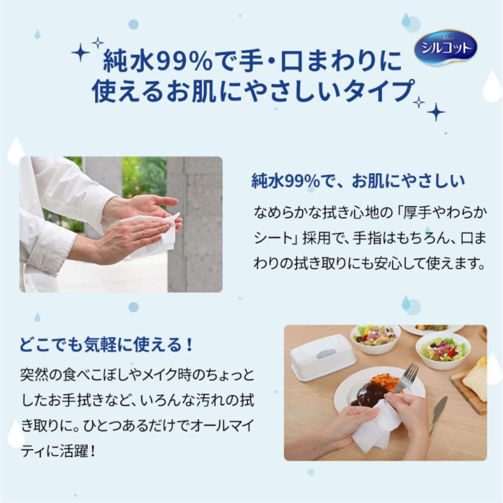 ユニ・チャーム　シルコットピュアウォーターウェットティッシュ詰替　58×8個