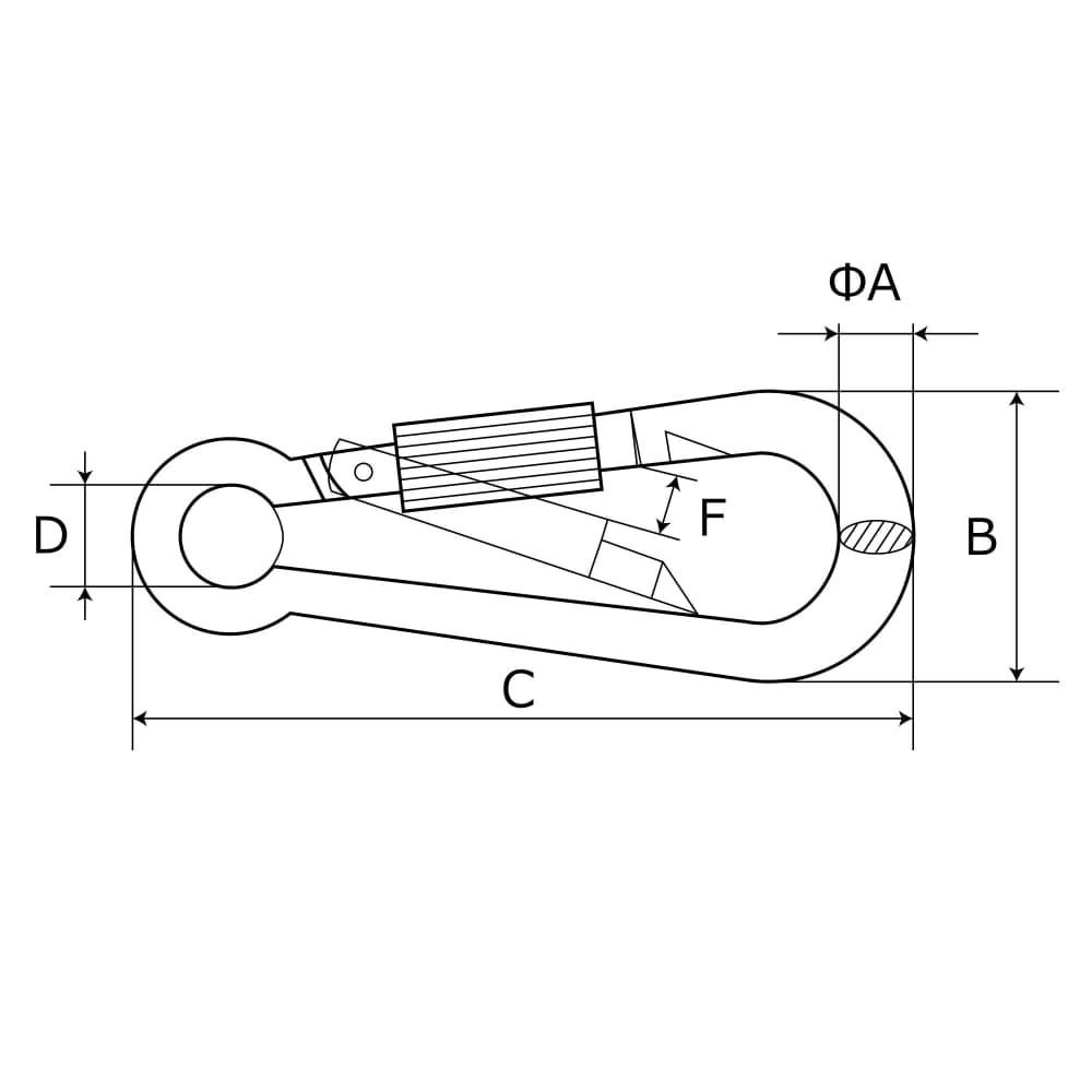 ロック付スプリングフック　6x60mm　15-424 6x60mm