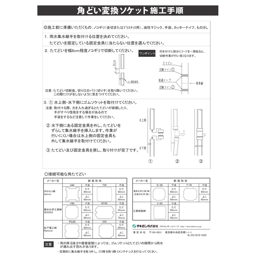 雨音くん　変換ゴムソケット　角たてどい変換部品