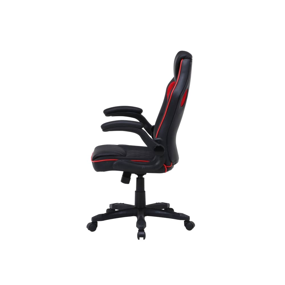 不二貿易 ゲーミングチェア シグナル レッド 回転式 リクライニング アームアップ 幅65.5cm 15506 Eスポーツ 組立式 レッド