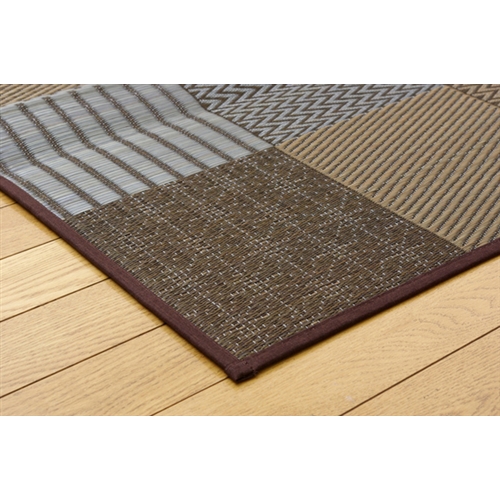 イケヒコ・コーポレーション(IKEHIKO) 　純国産　袋織　い草ラグカーペット　『ＤＸ京刺子』　ブラウン　１９１×１９１ｃｍ（裏：不織布） ブラウン　１９１×１９１ｃｍ