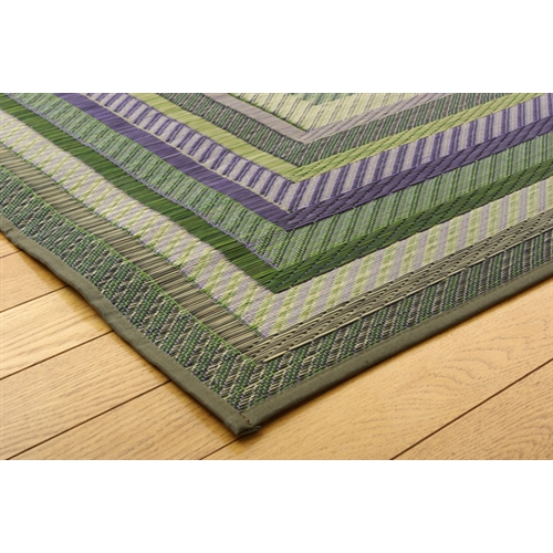 イケヒコ・コーポレーション(IKEHIKO) 　純国産　袋三重織　い草ラグカーペット　『ＤＸグラデーション』　グリーン　１９１×２５０ｃｍ（裏：不織布） グリーン　１９１×２５０ｃｍ