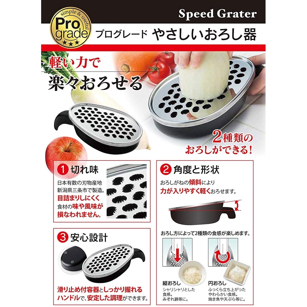 下村工業  PGS-11 プログレード やさしいおろし器  ブラック  おろし金 大根おろし  日本製新潟  燕三条製 送料無料 