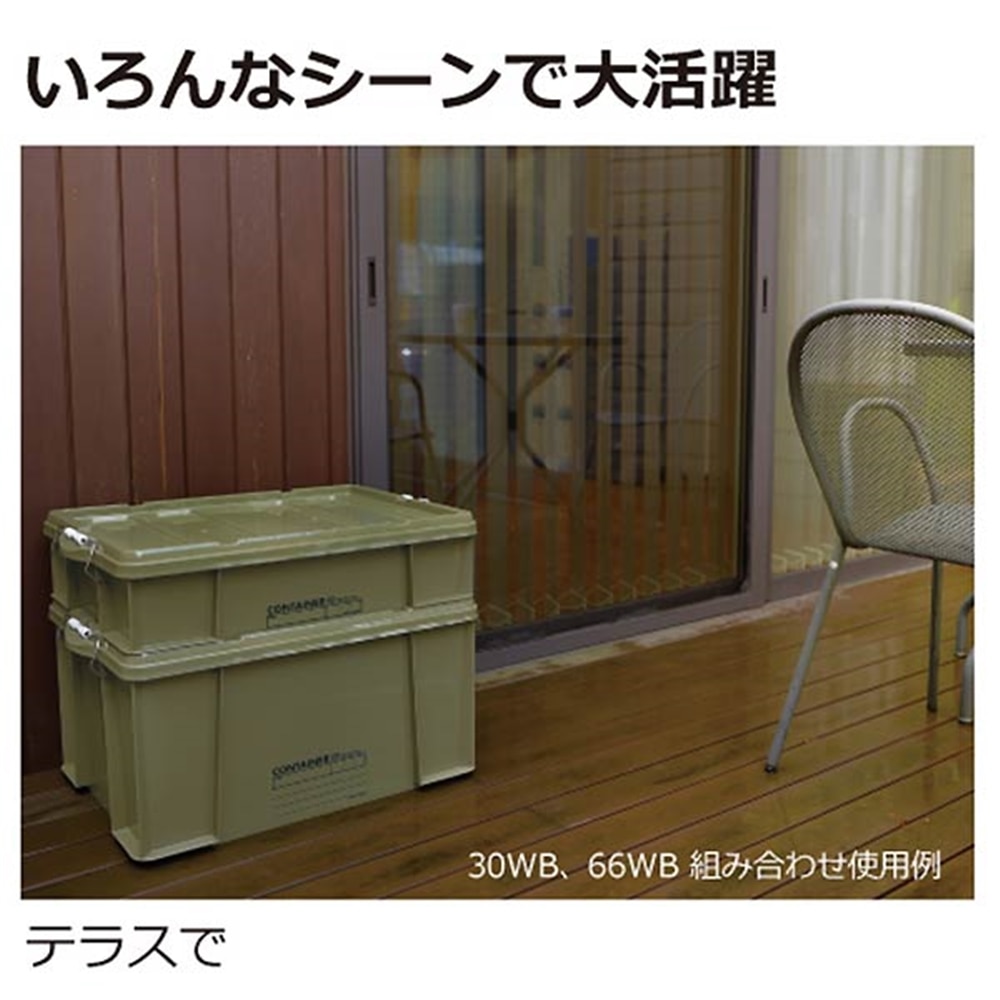 リッチェル 蓋付きコンテナボックス　ラッチコンテナ　30WB グリーン グリーン