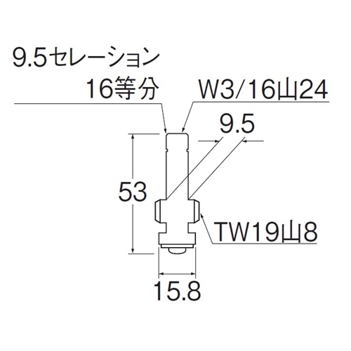 SANEI 水栓スピンドル（寒冷地用）PU36K-1-13