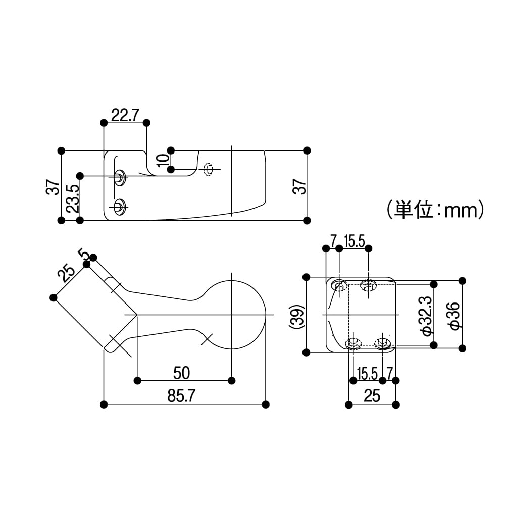 マツロク（マツ六）　エクレ　特殊ブラケット　３２ミリ用　出隅ブラケット　ＥＬ－７０４　ブラウン 出隅ブラケット　ブラウン