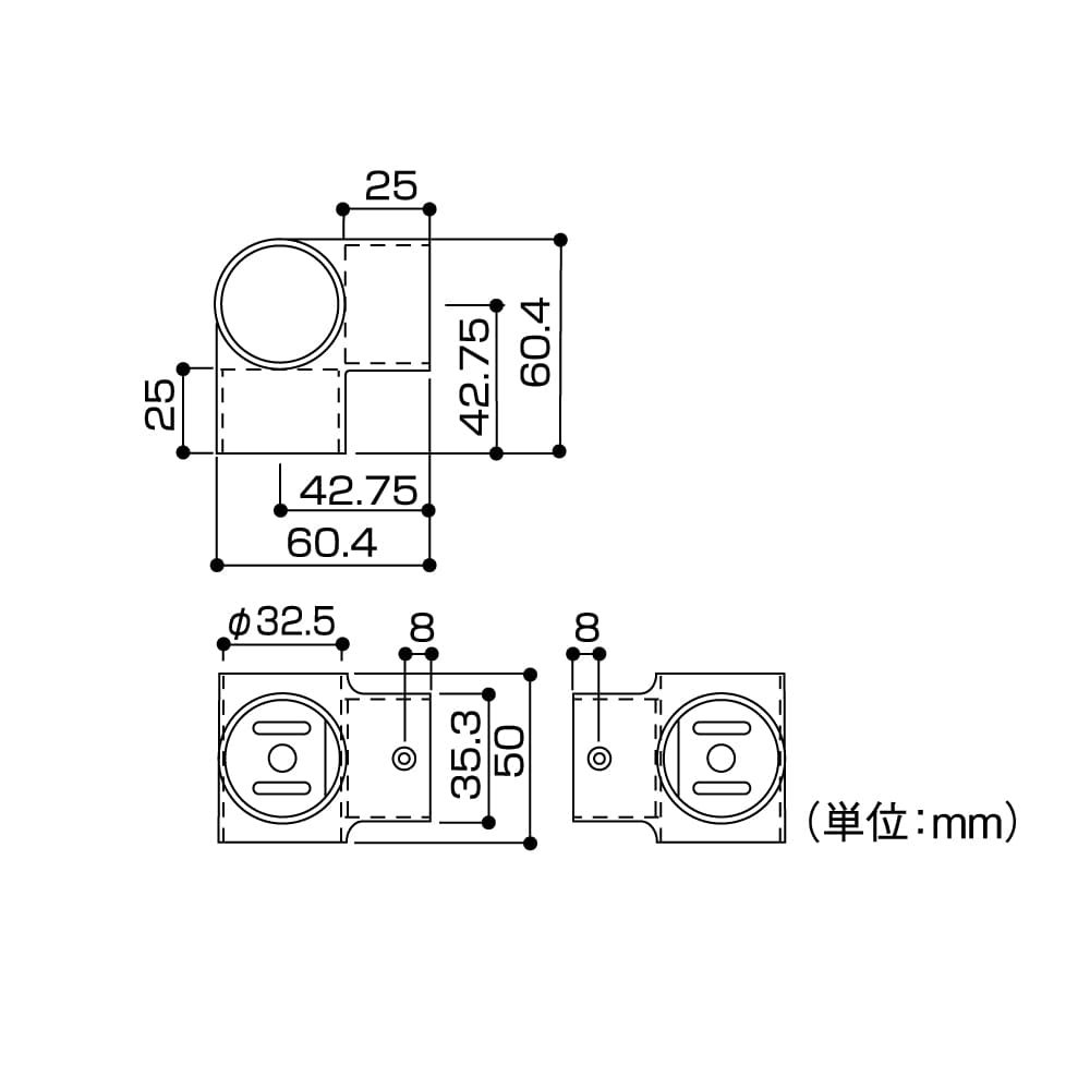 マツロク（マツ六）　エクレ　ジョイント　３２ミリ用　四方ヒッパリ　ＥＬ－７０Ｇ　ゴールド 四方ヒッパリ　ゴールド