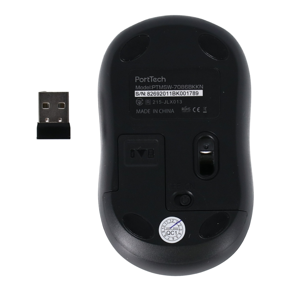 PortTech 静音ワイヤレスマウス　ブラック　ＰＴＭＳＷ－７０８６ＢＫＫＮ ブラック
