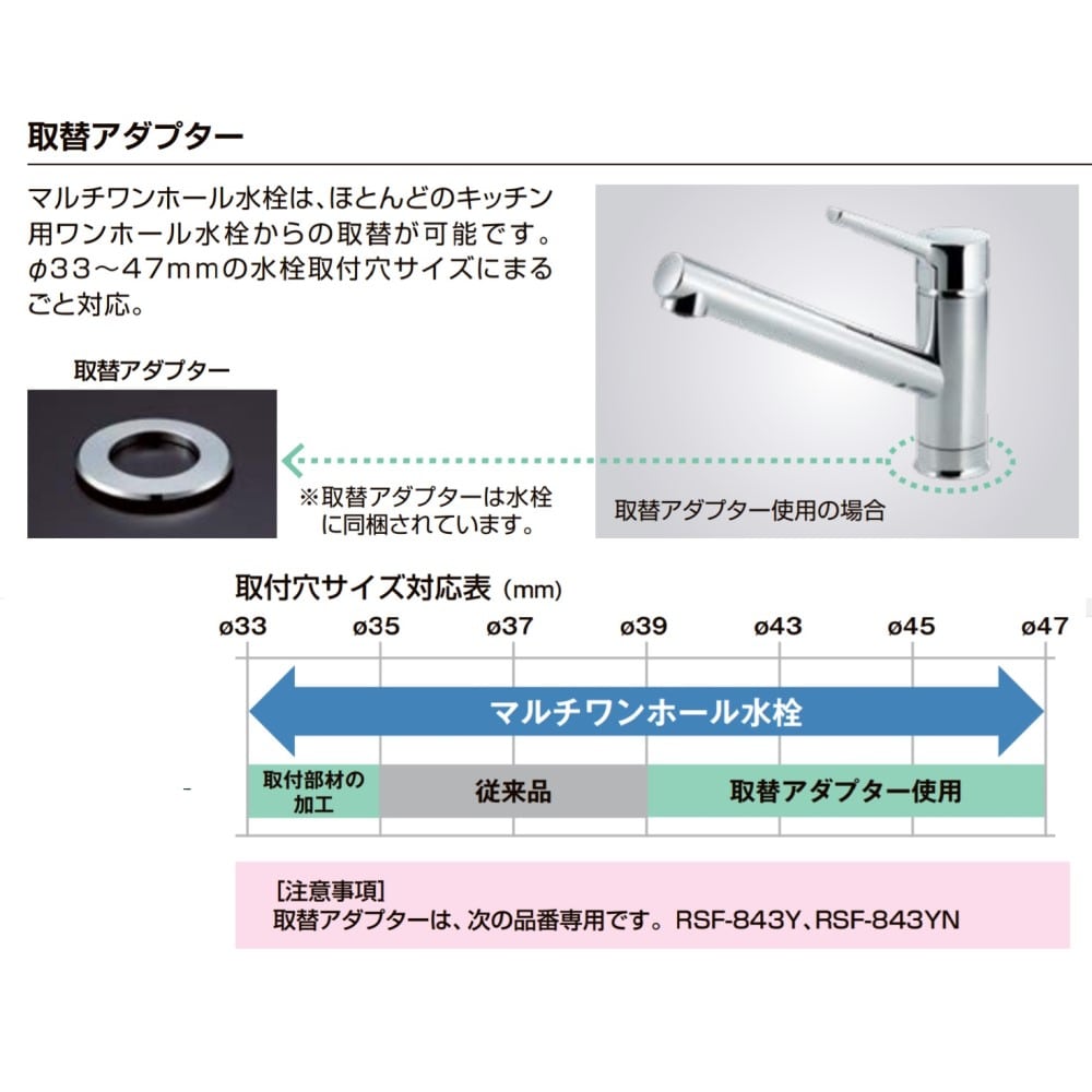 INAX ワンホールシングルレバーキッチン水栓 マルチワンホールタイプ（一般地） RSF-843Y 一般地