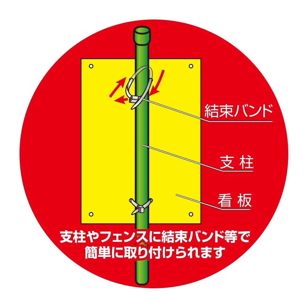 高芝ギムネ製作所　防犯看板　毒へび（毒ヘビ被害多発）K-009（※結束バンド・支柱別売） 毒ヘビ