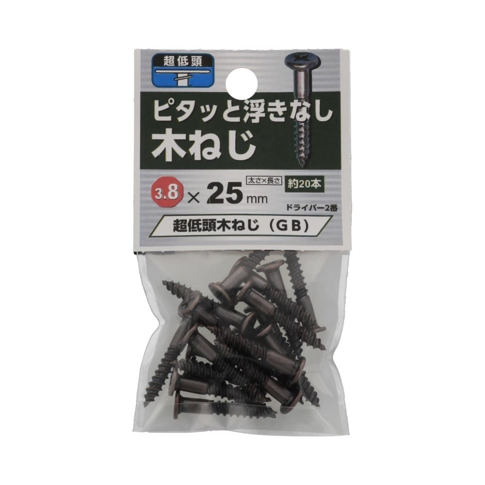 八幡ねじ　超低頭木ねじブロンズ　３．８×２５ｍｍ 3.8X25mm