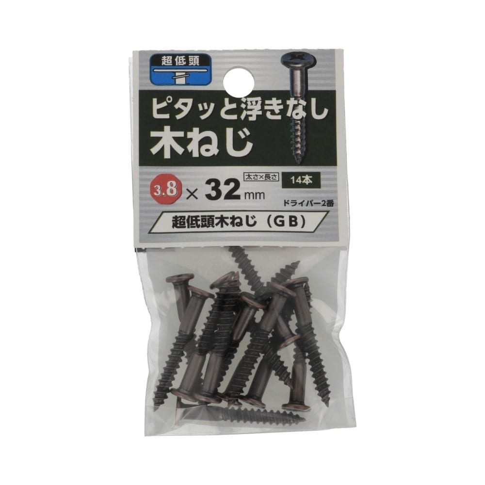 八幡ねじ　超低頭木ねじブロンズ　３．８×３２ｍｍ 3.8X32mm