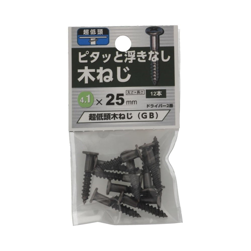 八幡ねじ　超低頭木ねじブロンズ　４．１×２５ｍｍ 4.1X25mm