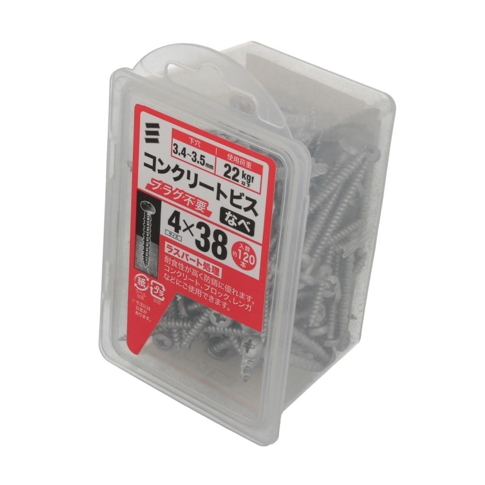 八幡ねじ　コンクリートビス　なべ　ＮＰ４×３８ ﾅﾍﾞNP4X38