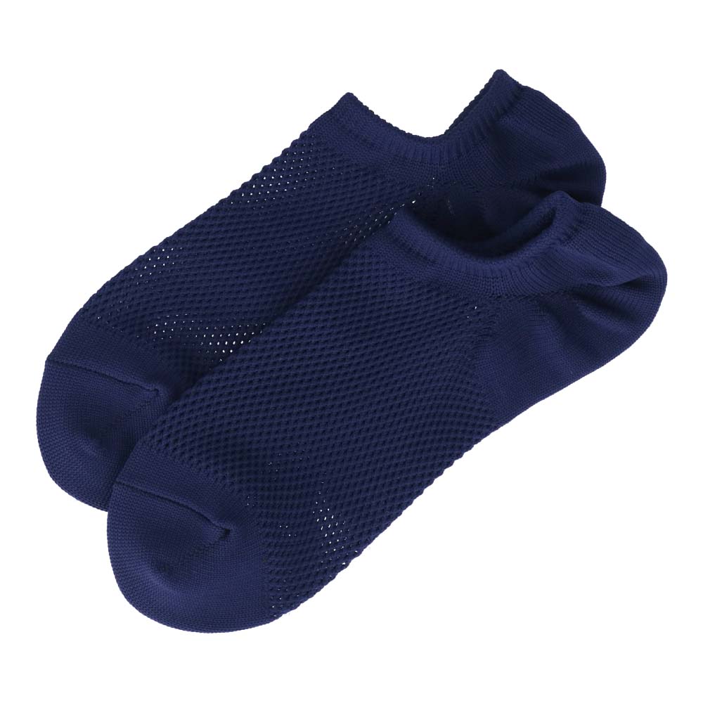 LIFELEX スーパーメッシュカバーソックス　深履き　ネイビー　２５－２７　無地 深履き　ネイビー　無地