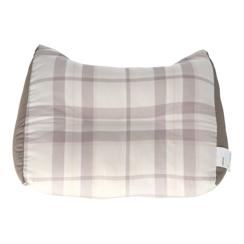 LIFELEX　ウォッシュコットンソファクッション　チェック　ベージュ ベージュ