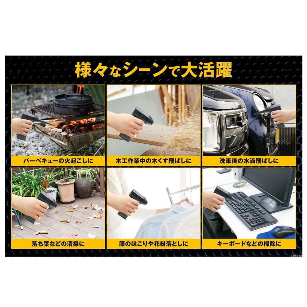 PROACT 電動エアダスター ハンディターボファン 軽量 Type-C充電式 ブラシレスモーター 風量3段階調節 ロングノズル付 小型ブロワー