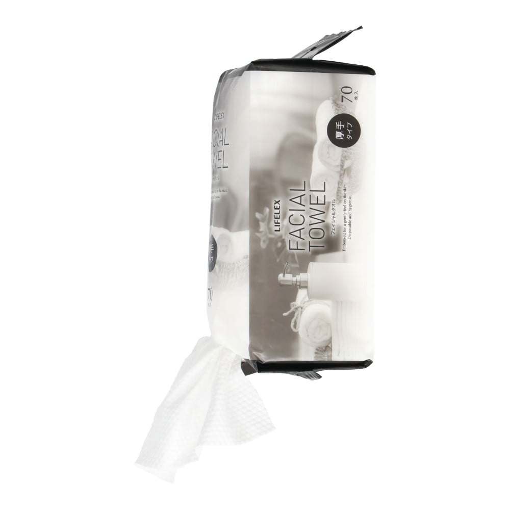 LIFELEX　フェイシャルタオル厚手　７０枚入り３個パック　ホワイト 厚手　７０枚入り３個パック