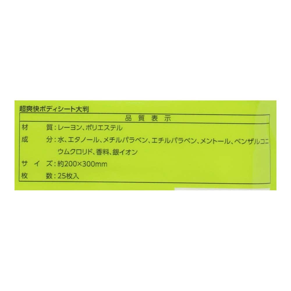 LIFELEX 爽快ボディシート 銀イオン配合 シトラスの香り 約200Ｘ300ｍｍ 25枚入り 日本製