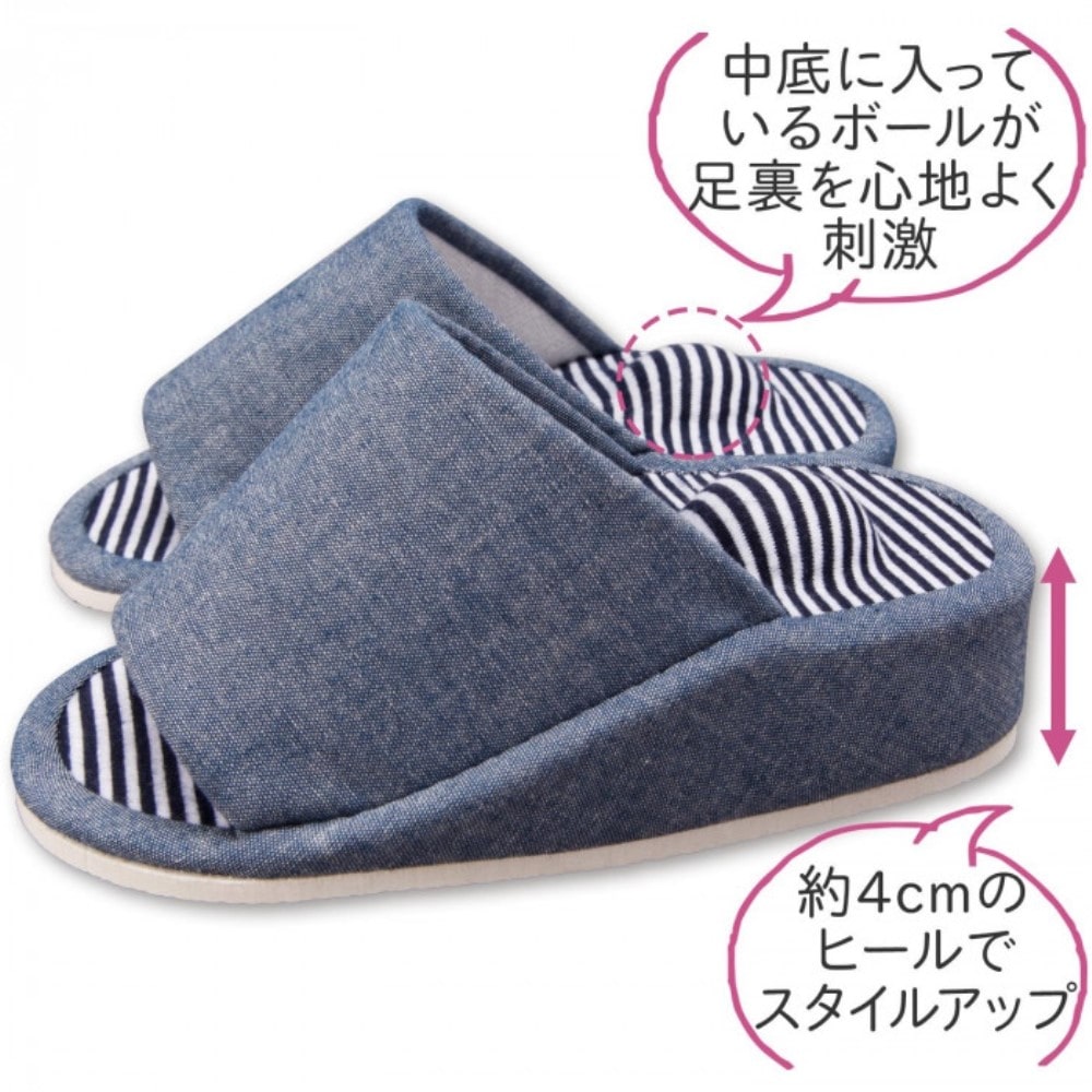 デニム調のつま先立ちスリッパ　0390214