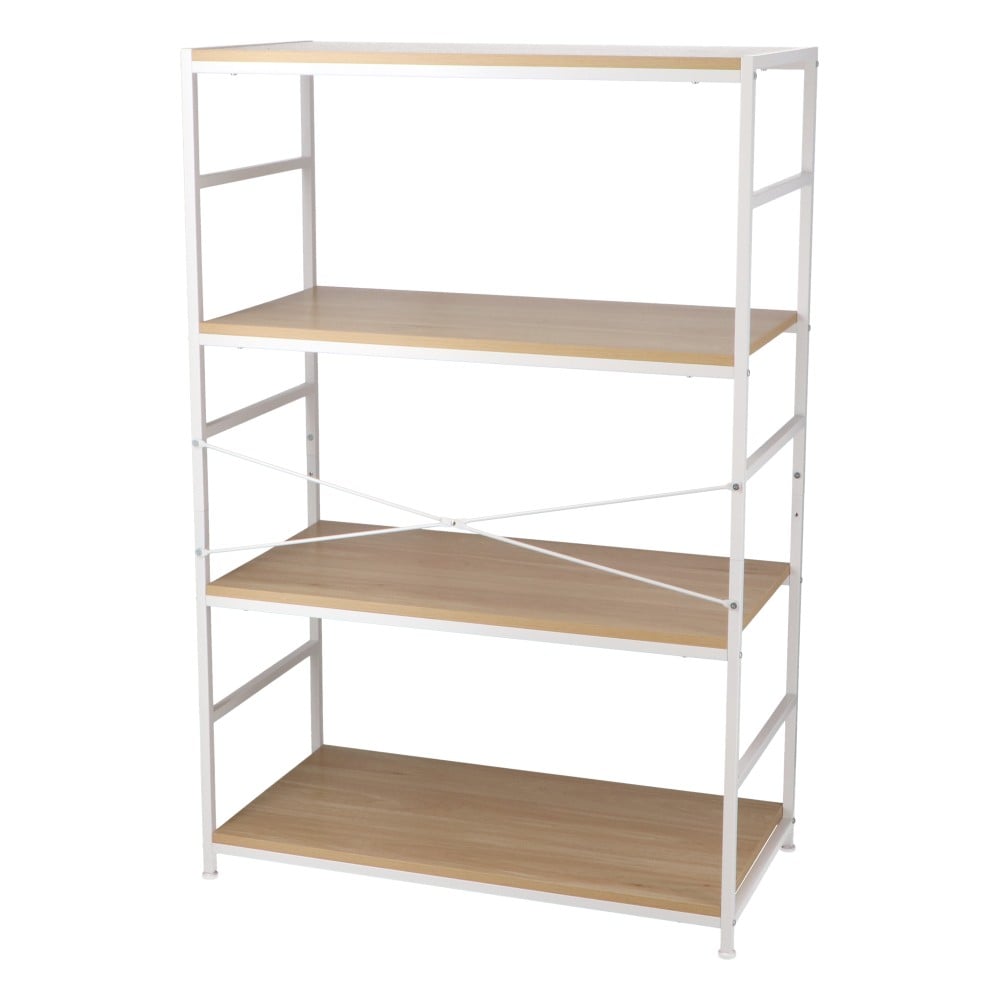 LIFELEX ラック 棚 アイアンラック 4段 ホワイト 幅80 スチール製 木目調 収納棚 オープンシェルフ ディスプレイラック ホワイト New！4段（幅80×奥行40）