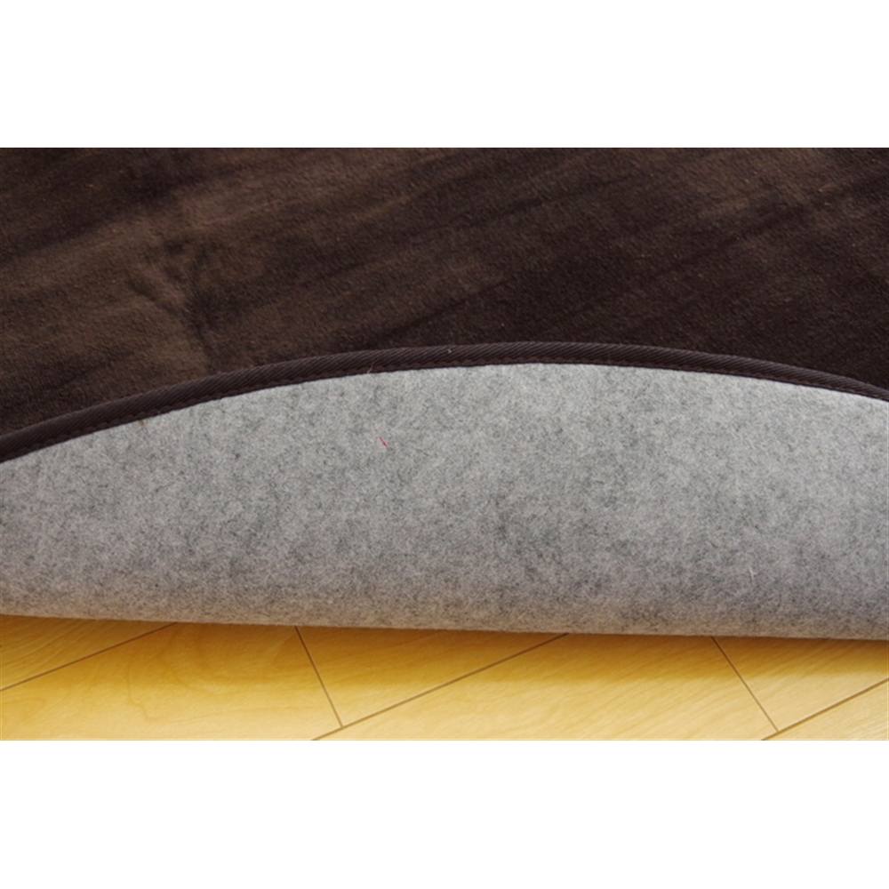イケヒコ・コーポレーション(IKEHIKO) 　ラグ カーペット だ円 無地 フランネル 『フランアイズ』 ブラウン 約140×200cm楕円 （ホットカーペット対応） ブラウン