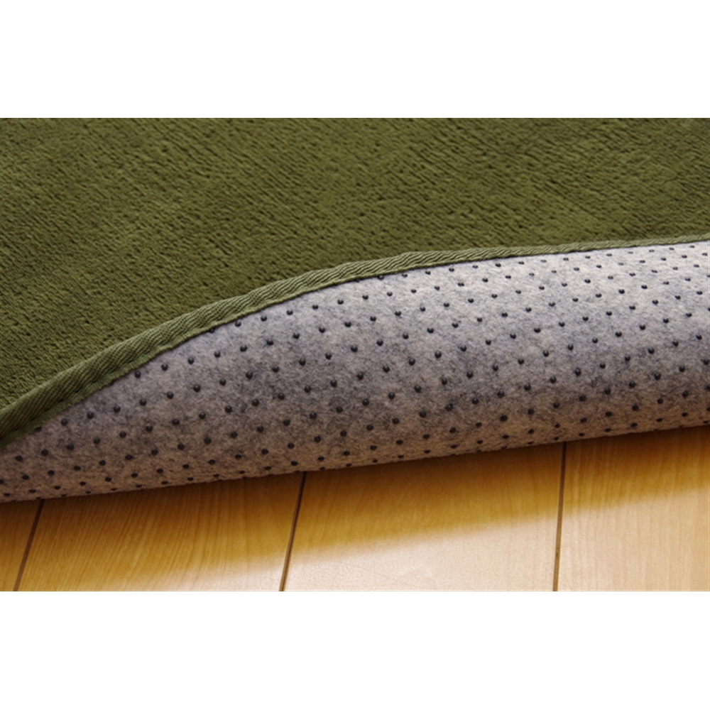 イケヒコ・コーポレーション(IKEHIKO) 　ラグ カーペット だ円 洗える 抗菌 防臭 無地 『ピオニー』 グリーン 約140×200cm楕円 （ホットカーペット対応） グリーン