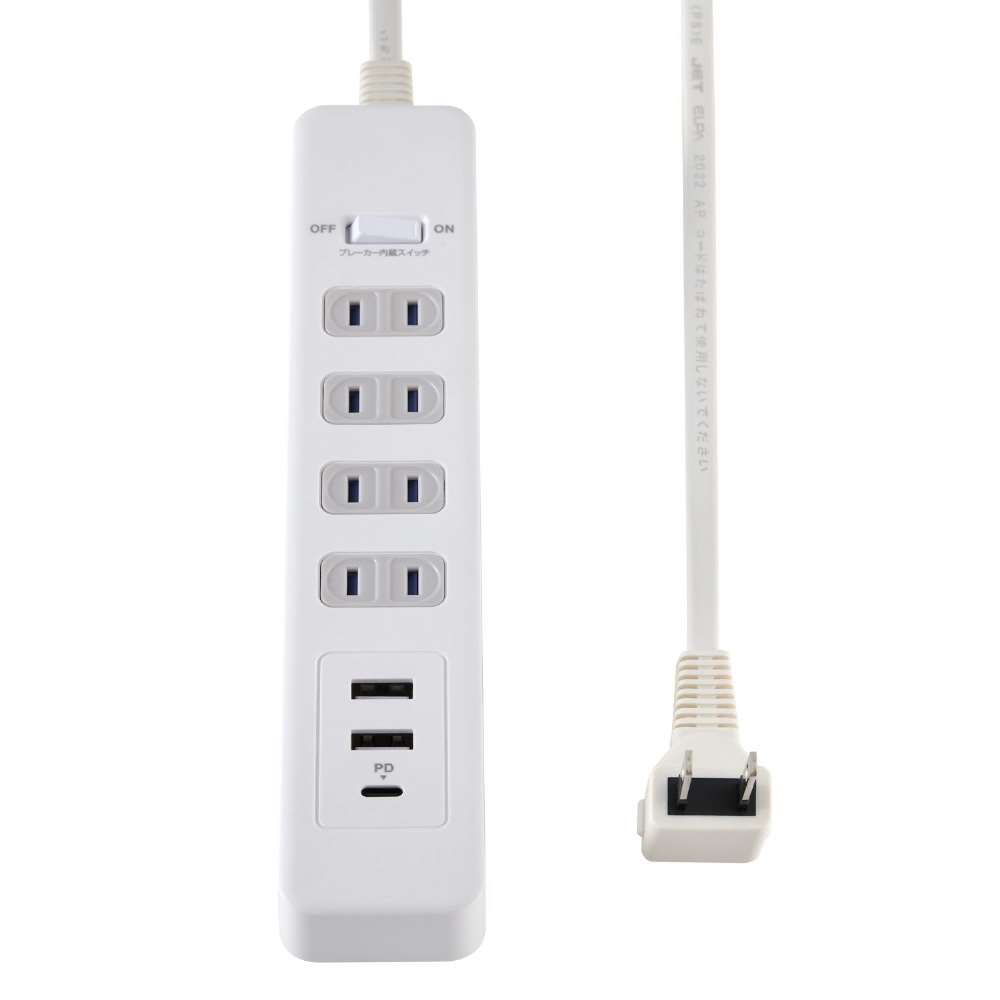 朝日電器　コード付ＵＳＢタップＰＤ２０Ｗ　ＷＬＳ－４３２２ＳＵＣ（Ｗ）