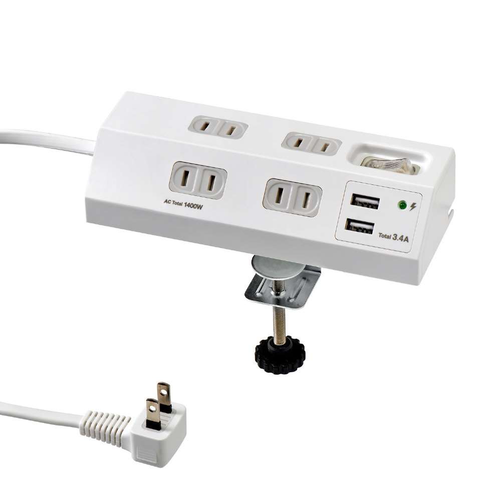 朝日電器　集中ＳＷ付デスクＵＳＢタップ　ＷＬＳ－ＤＳ４２３２ＳＵＡ（Ｗ）