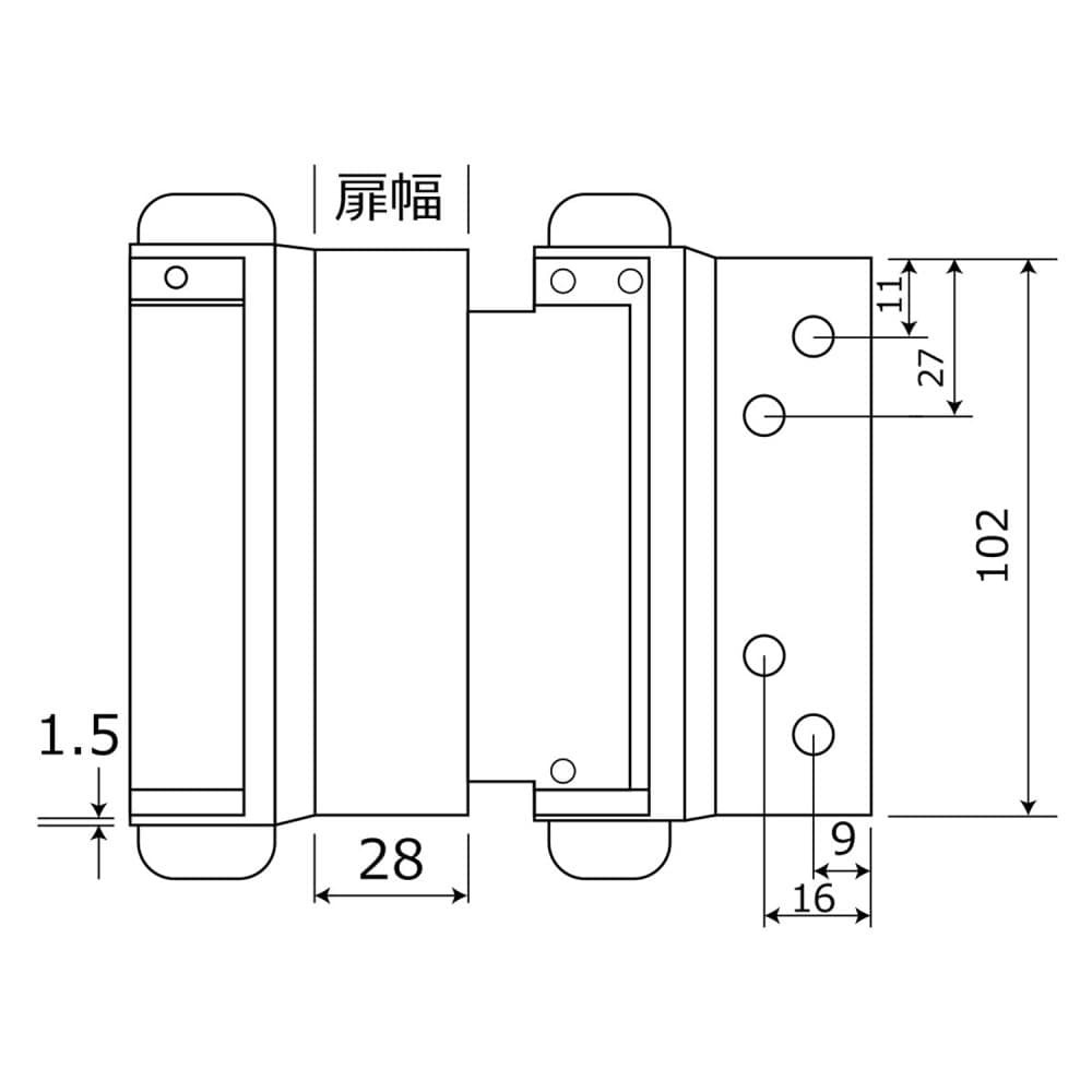 自由丁番　ＢＫ－４７６　１０２ＭＭ　黒