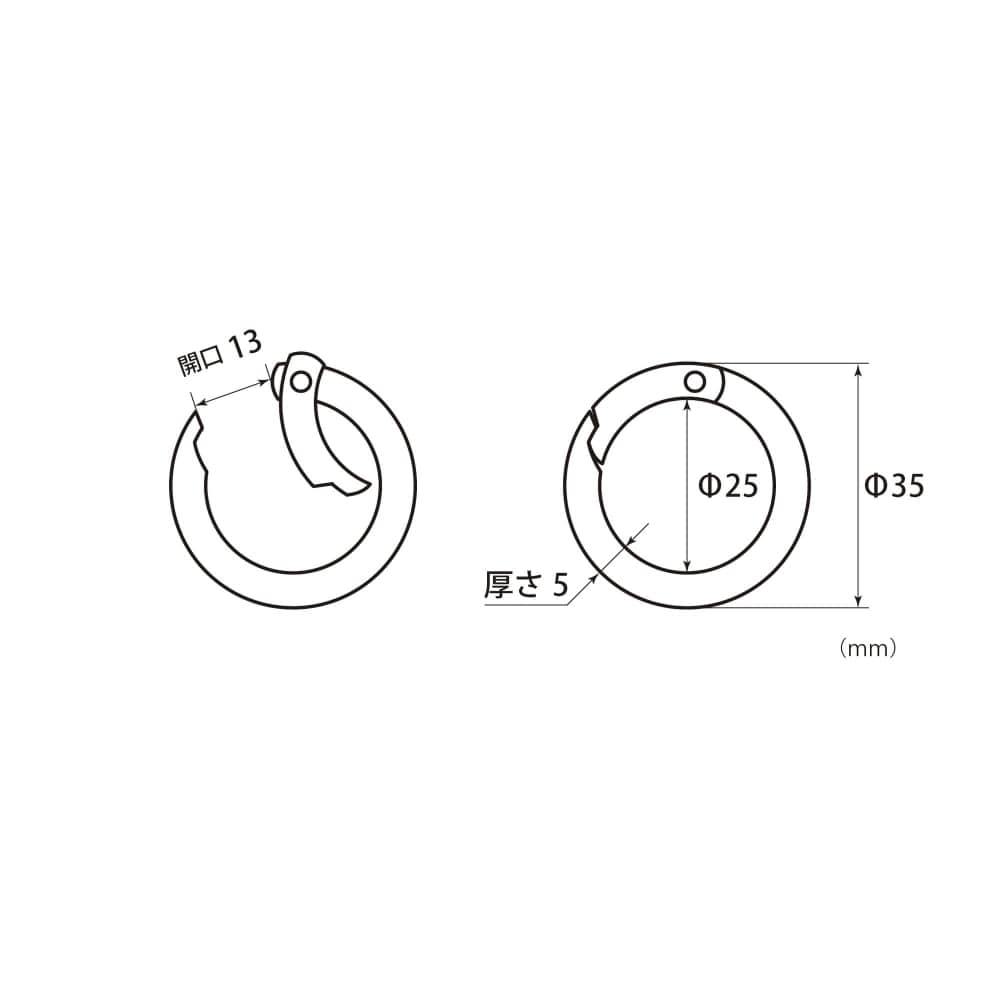 和気産業　丸カラビナ　シルバー　ＢＫ－１０２８　３５ｍｍ
