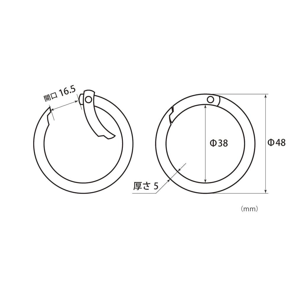 和気産業　丸カラビナ　ブラック　ＢＫ－１０３３　４８ｍｍ