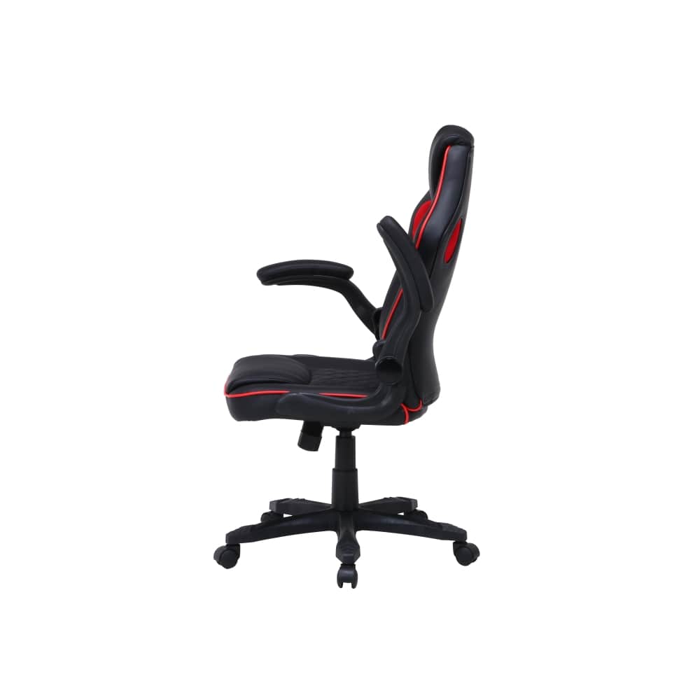 不二貿易 ゲーミングチェア シグナル レッド 回転式 リクライニング アームアップ 幅65.5cm 15506 Eスポーツ 組立式 レッド