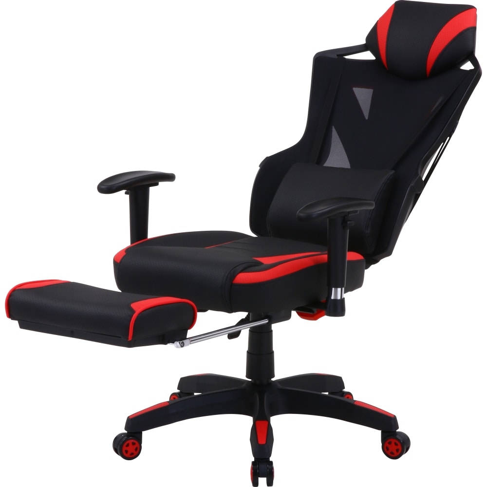 【アウトレット】不二貿易 メッシュゲーミングチェア レイズレッド フットレスト付  回転式 リクライニング   幅68.5cm 19429 Eスポーツ 組立式 レッド