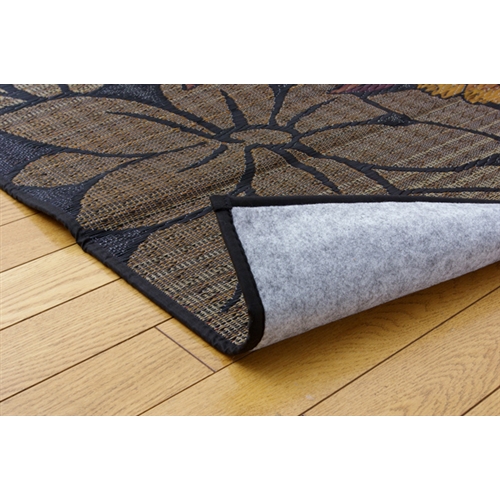 イケヒコ・コーポレーション(IKEHIKO) 純国産 袋織 い草ラグカーペット 『DXなでしこ』 ブラック 191×191cm（裏：不織布