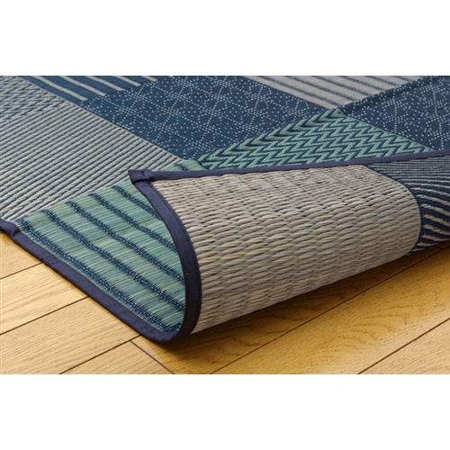 イケヒコ・コーポレーション(IKEHIKO) 　純国産　袋織い草ラグカーペット　『京刺子』　ブルー　１９１×２５０ｃｍ ブルー　１９１×２５０ｃｍ