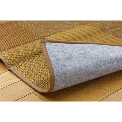 イケヒコ・コーポレーション(IKEHIKO) 純国産 袋織 い草ラグカーペット 『DX京刺子』 ベージュ 191×191cm（裏：不織布