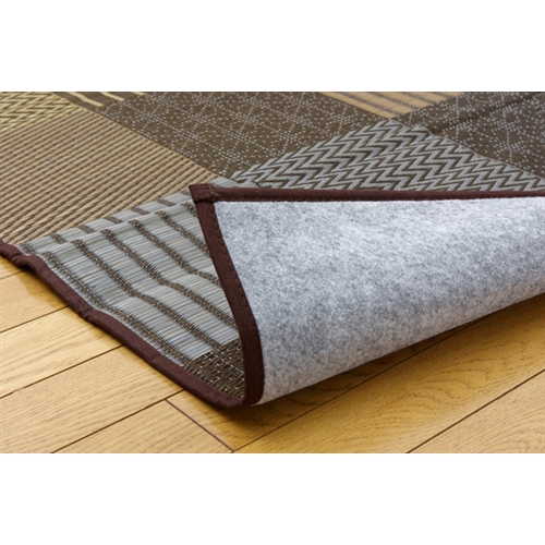 イケヒコ・コーポレーション(IKEHIKO) 　純国産　袋織　い草ラグカーペット　『ＤＸ京刺子』　ブラウン　１９１×１９１ｃｍ（裏：不織布） ブラウン　１９１×１９１ｃｍ