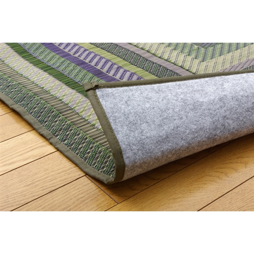 イケヒコ・コーポレーション(IKEHIKO) 　純国産　袋三重織　い草ラグカーペット　『ＤＸグラデーション』　グリーン　１９１×１９１ｃｍ（裏：不織布） グリーン　１９１×１９１ｃｍ
