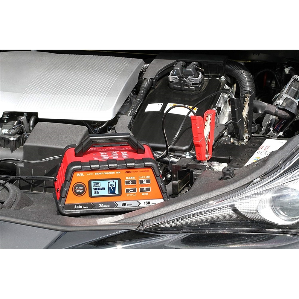 BAL（大橋産業） カーバッテリー専用 充電器 スマートチャージャー 15A 自動車・農機・建設機械など 2707:  カー・サイクル・スポーツ|ホームセンターコーナンの通販サイト