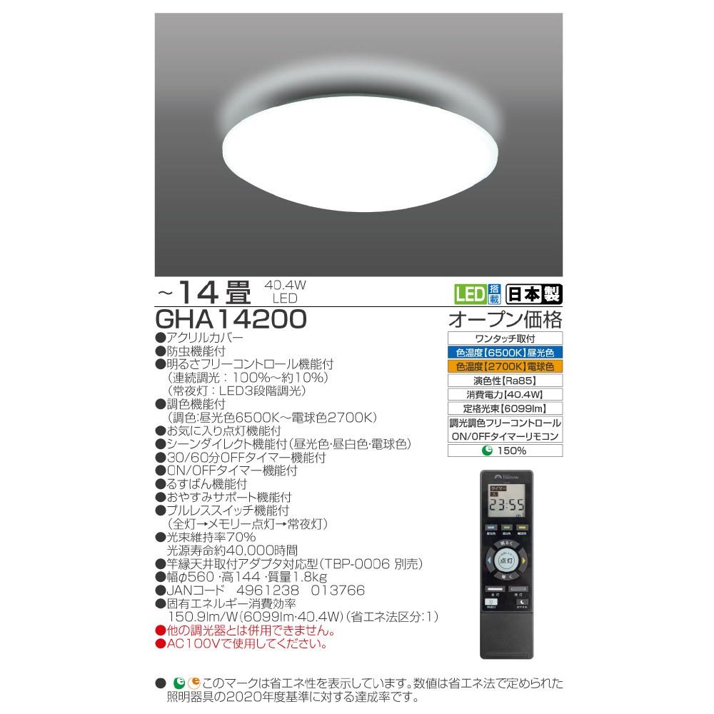 瀧住電機工業　ＬＥＤシーリングライト　ＧＨＡ１４２００ １４畳