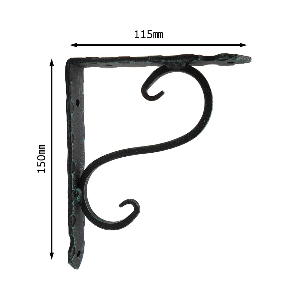 鍛冶屋の棚受　黒　115mm×150mm 黒 115mm×150mm